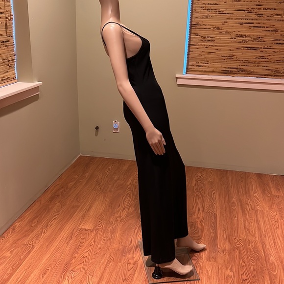 Dalmys Vintage Black Slip Dress With Spaghetti Straps Maxi Length Size M - Picture 3 of 7